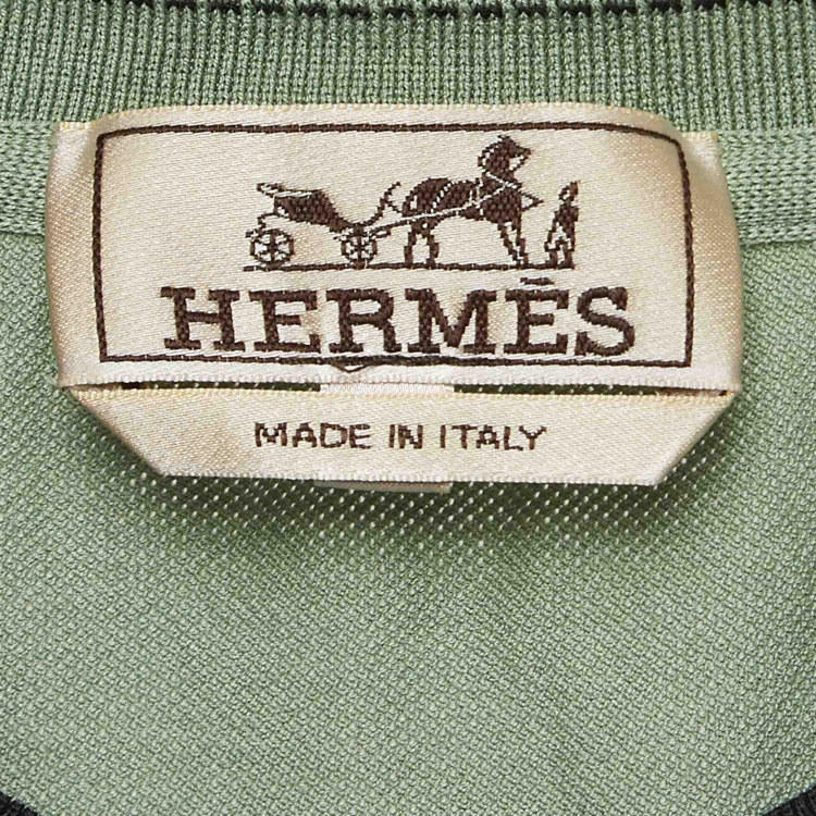 Pre Owned Hermes Green Cotton Pique Cotton Half Sleeve T-Shirt L