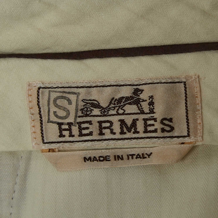 Pre Owned Hermes Cream Cotton Twill Formal Trousers M