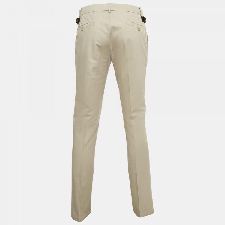 Pre Owned Hermes Cream Cotton Twill Formal Trousers M