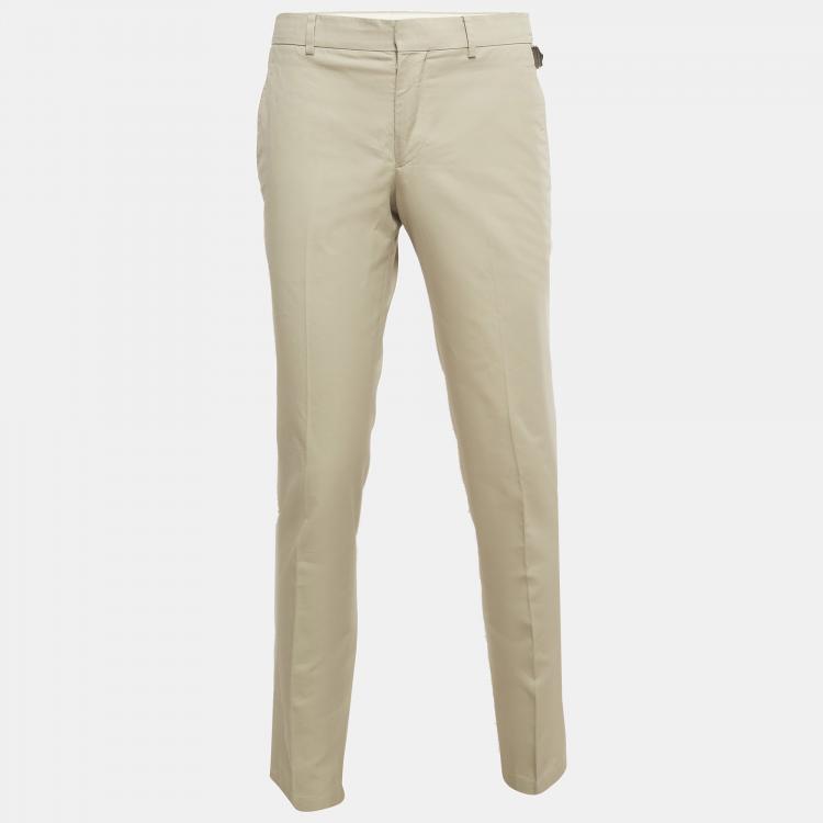 Pre Owned Hermes Cream Cotton Twill Formal Trousers M