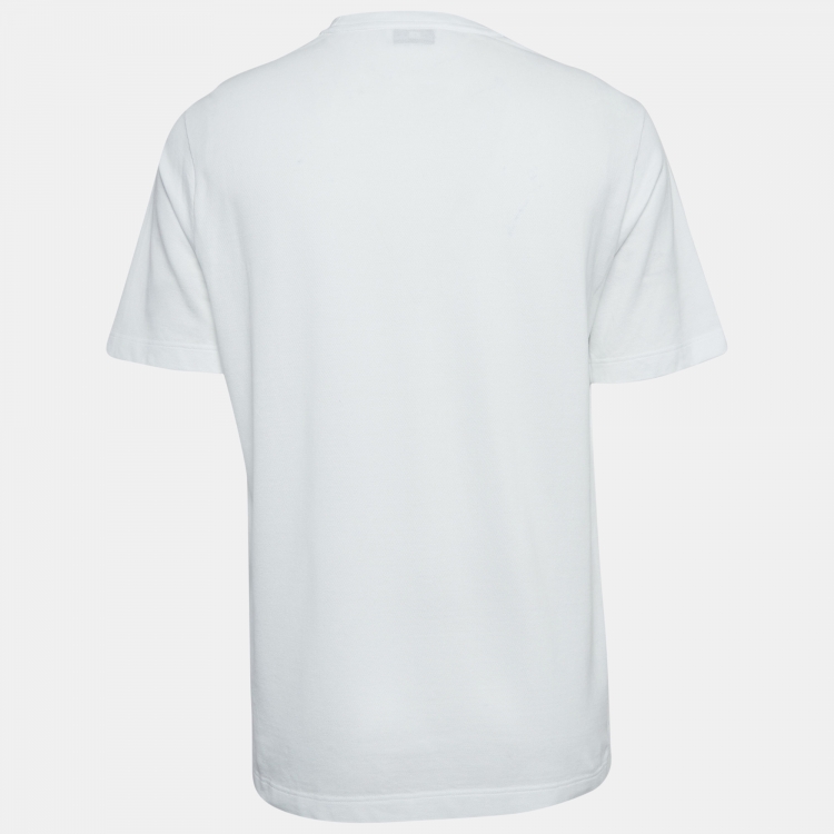 Pre Owned Hermes White Cotton Pique Crew Neck T-Shirt M