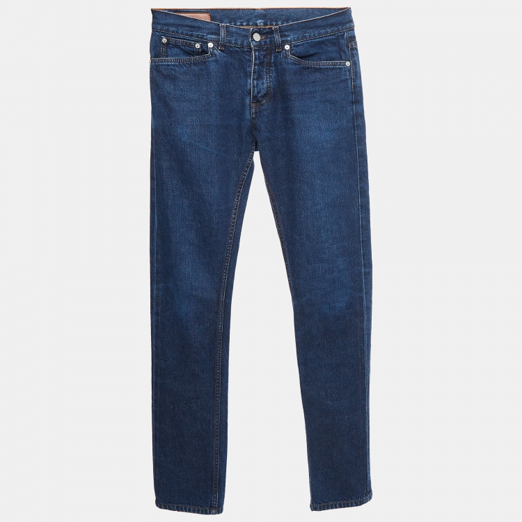 Pre Owned Hermes Navy Blue Denim Straight Cut Jeans M Waist 30"