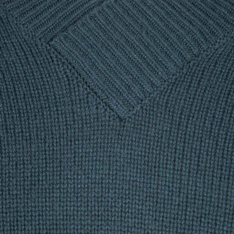 Pre Owned Hermes Teal Cashmere Draped Collar Sweater 3XL