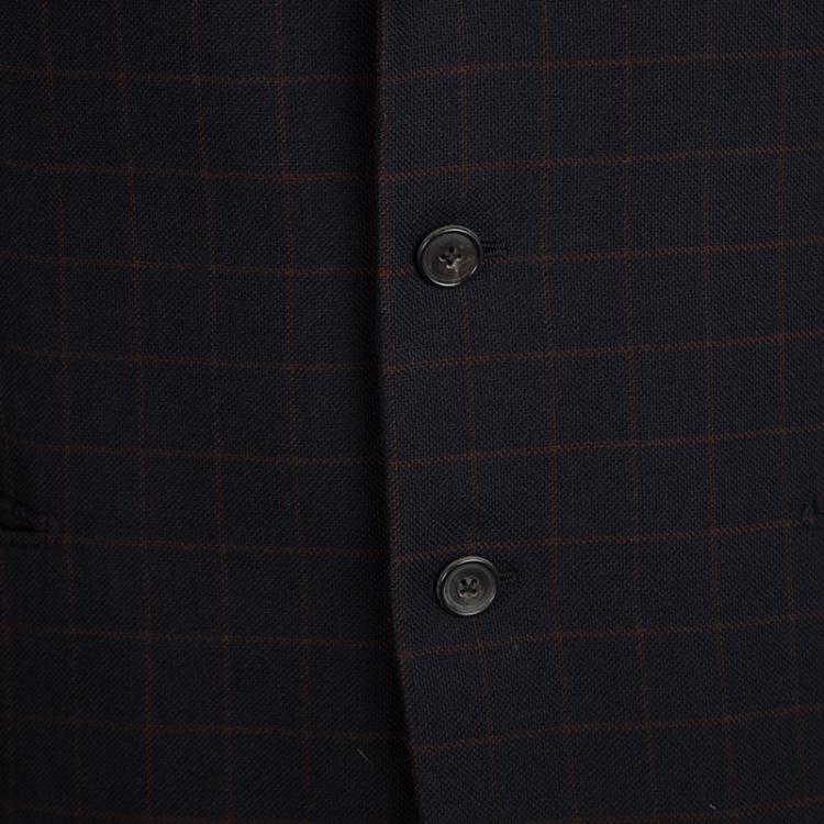 Pre Owned Hermes Navy Blue Wool Cashmere Checked Blazer XXL