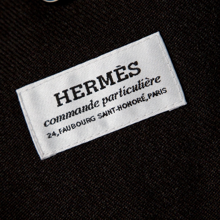 Pre Owned Hermes Commande Particuliere Grey Wool Gabardine Button Front Coat XL