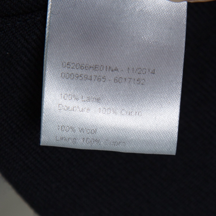 Pre Owned Hermes Commande Particuliere Navy Blue Wool Gabardine Button Front Coat XL      