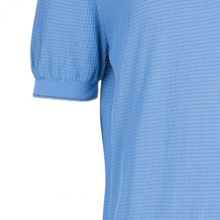Pre Owned Hermes Blue Textured Mens Polo Shirt XXXL