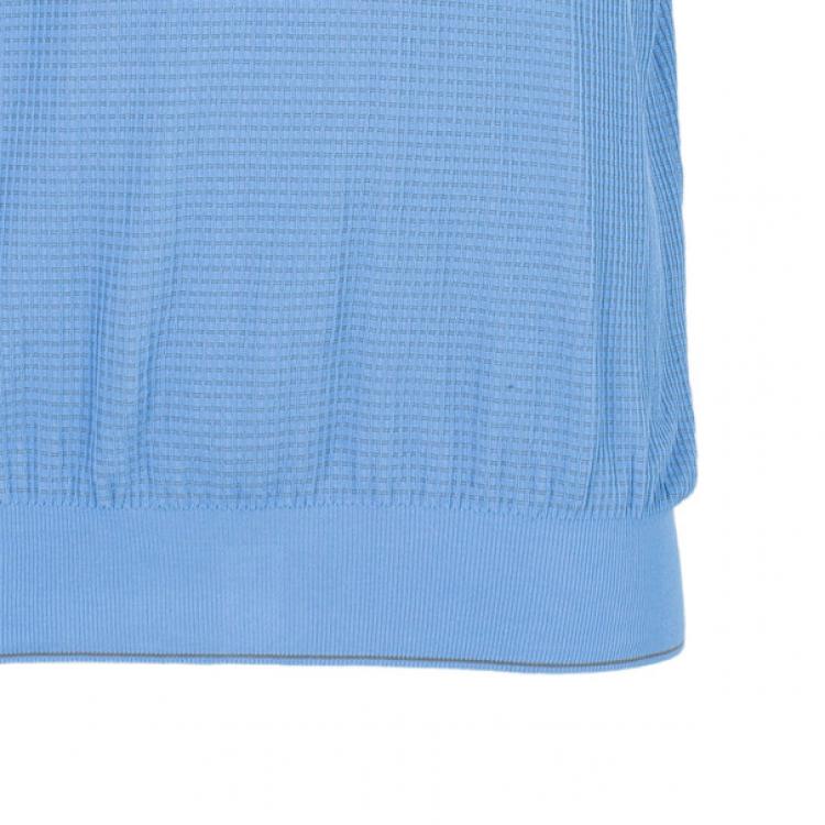 Pre Owned Hermes Blue Textured Mens Polo Shirt XXXL