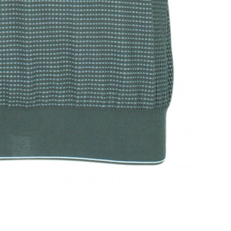 Pre Owned Hermes Green Textured Mens Polo Shirt XXXL