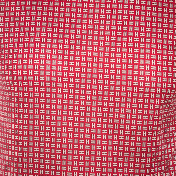 Pre Owned Hermes Red Monogram Print Cotton T-Shirt S