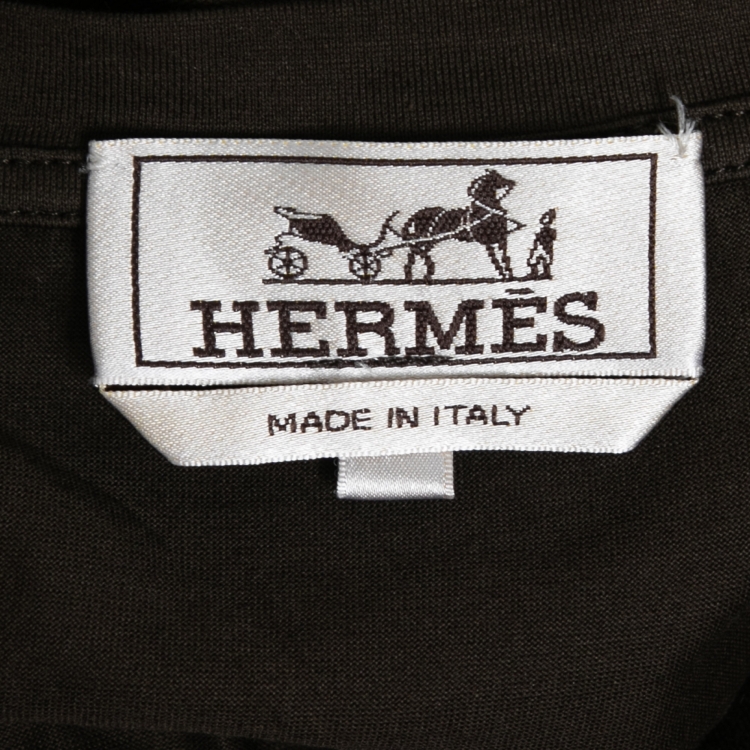 Pre Owned Hermès Brown Jersey Imprime Odyssee T-Shirt XL