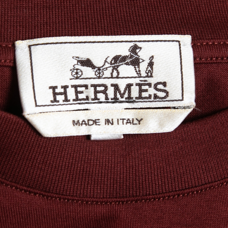 Pre Owned Hermès Brown Jersey 3D H Embroidered T-Shirt L