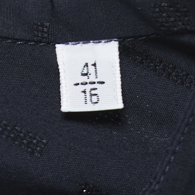Pre Owned Hermes Navy Blue Patterned Cotton Round Neck Shirt L