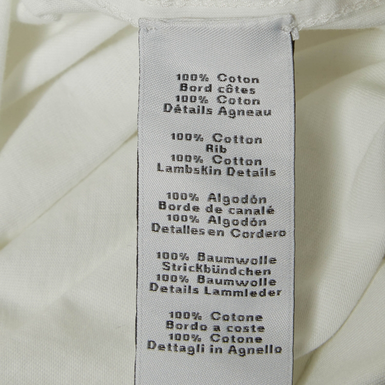 Pre Owned Hermes White Leather Applique Cotton Knit Crew Neck T-Shirt L