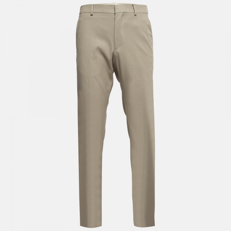 Pre Owned Hermes Beige Cotton Deperlant Decoupe Drill de Trousers L