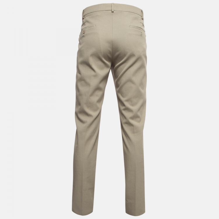 Pre Owned Hermes Beige Cotton Deperlant Decoupe Drill de Trousers L