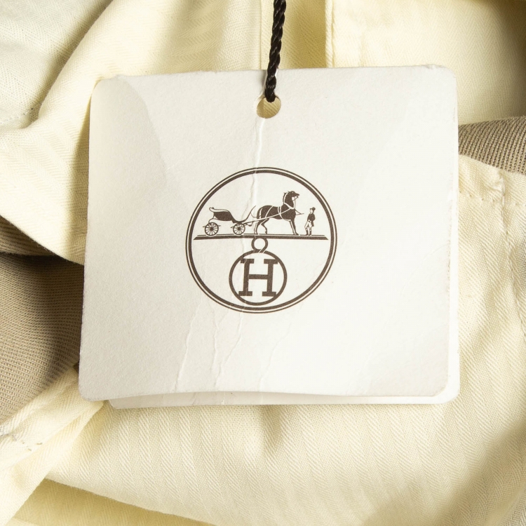 Pre Owned Hermes Beige Cotton Deperlant Decoupe Drill de Trousers L