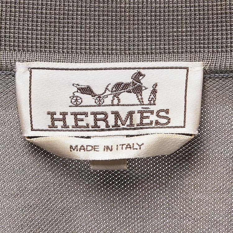 Pre Owned Hermes Grey Cotton Pique Polo T-Shirt S