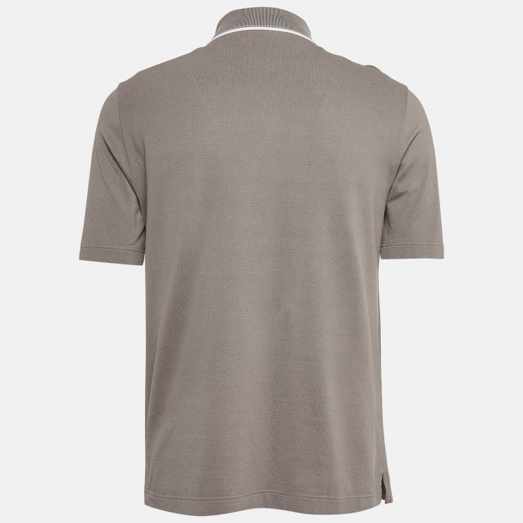 Pre Owned Hermes Grey Cotton Pique Polo T-Shirt S
