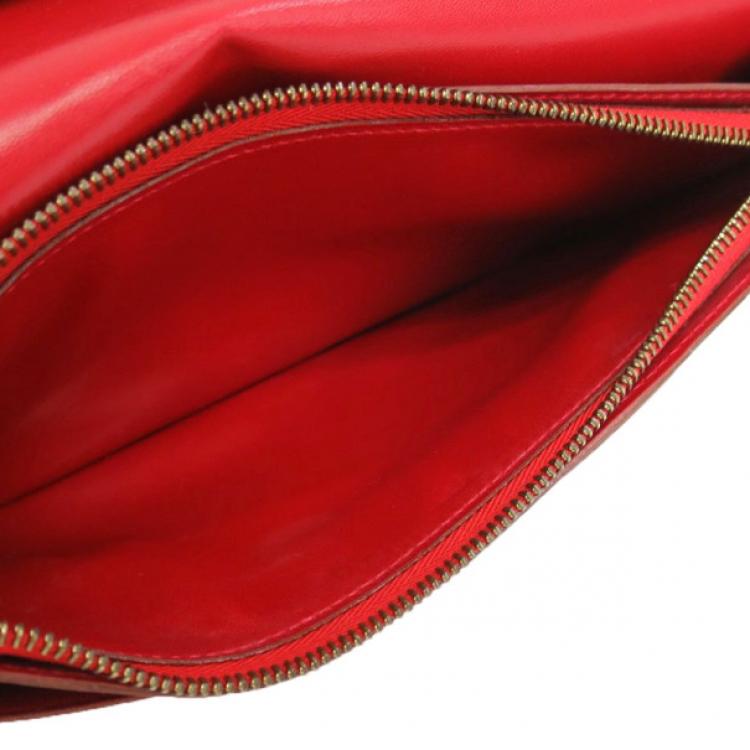 Pre Owned Hermes Red Box Calf Leather Herakles Long Wallet
