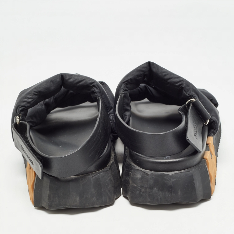 Pre Owned Hermes Black Fabric and Leather Electric Sandals Size 42