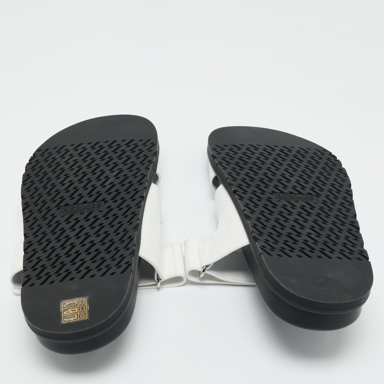 Pre Owned صندل هيرمس كيبر جلد أبيض مقاس 43