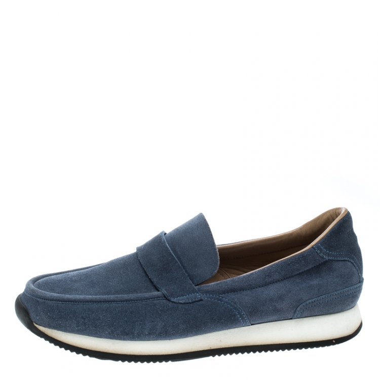 مملوكة مسبقًا Hermes Blue Suede Injection Loafer Sneakers Size 41