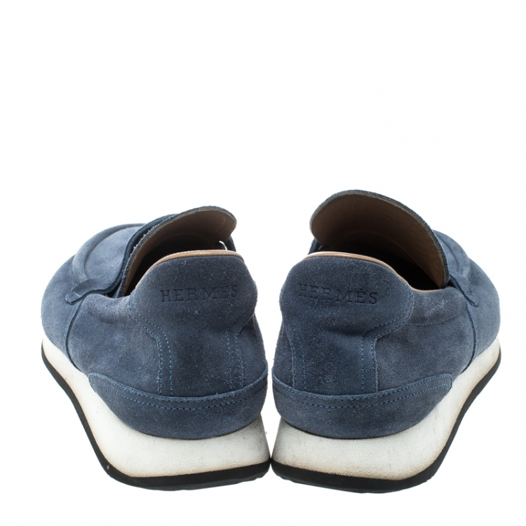 مملوكة مسبقًا Hermes Blue Suede Injection Loafer Sneakers Size 41