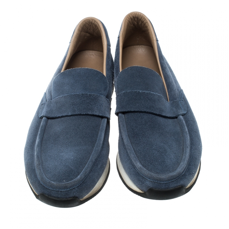 مملوكة مسبقًا Hermes Blue Suede Injection Loafer Sneakers Size 41
