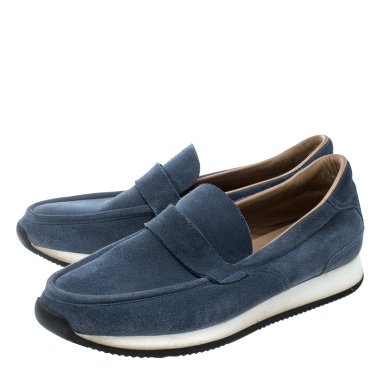 مملوكة مسبقًا Hermes Blue Suede Injection Loafer Sneakers Size 41