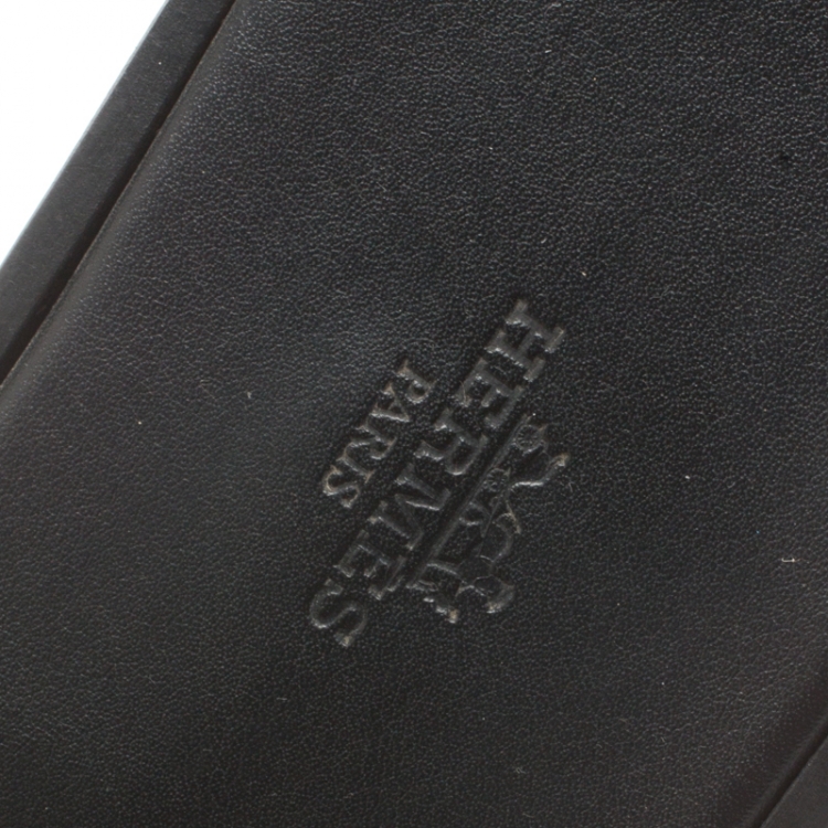 مملوكة مسبقًا Hermes Black Leather Izmir Sandals Size 42.5