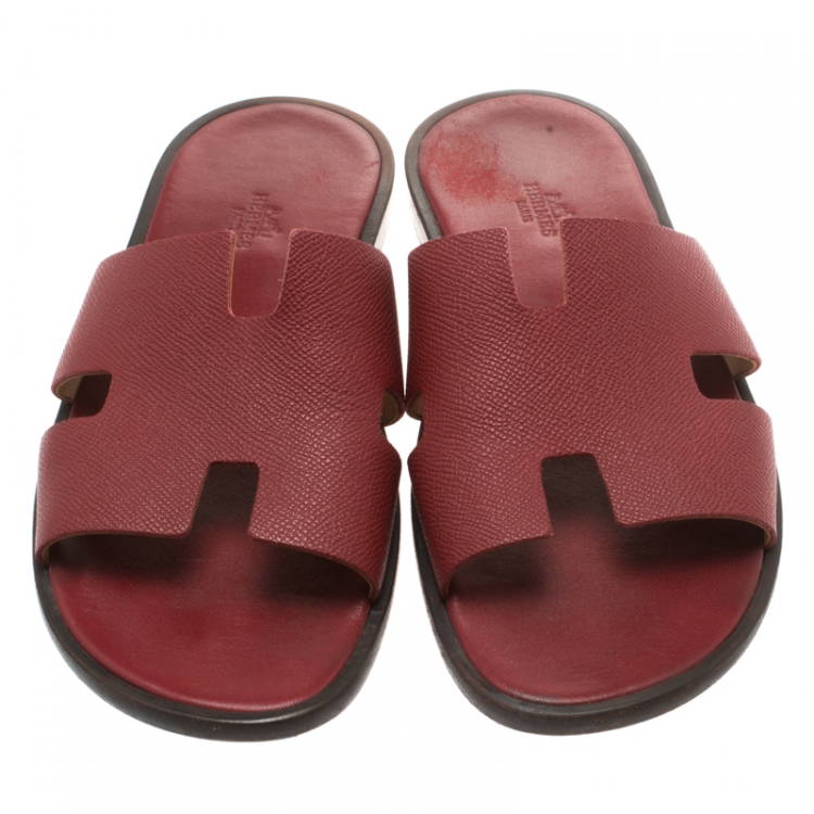 Hermes Brick Red Leather Izmir Sandals 