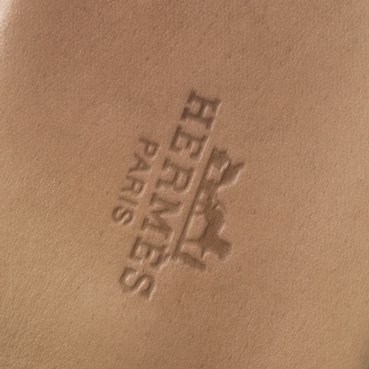 Pre Owned Hermes Light Brown Suede Izmir Sandals Size 42