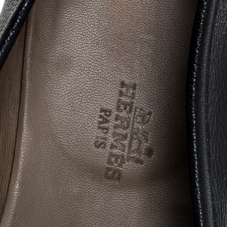 Pre Owned Hermes Blue Leather H Logo Paris Loafers Size 43.5