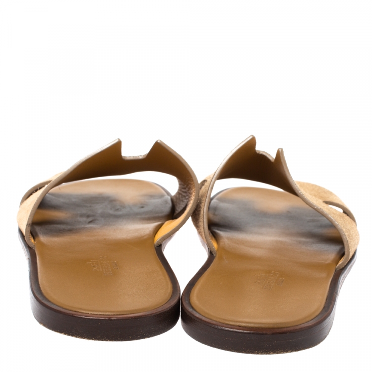 Pre Owned Hermes Beige Suede Izmir Sandals Size 43