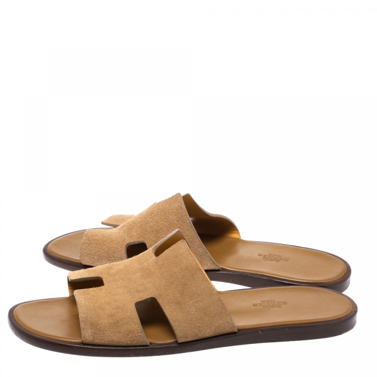 Pre Owned Hermes Beige Suede Izmir Sandals Size 43