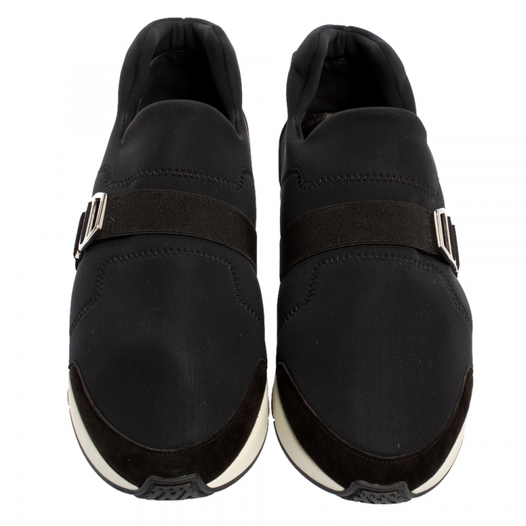 Pre Owned  Hermés Black Neoprene and Leather Run Sneakers Size 42.5