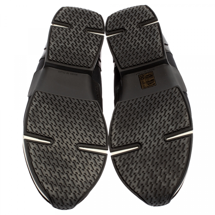 Pre Owned  Hermés Black Neoprene and Leather Run Sneakers Size 42.5