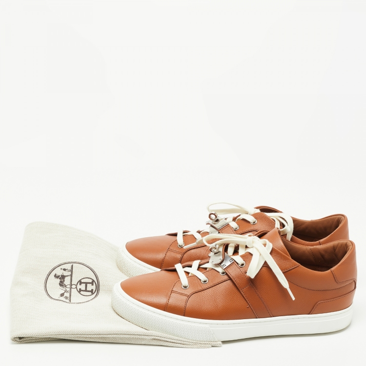 Pre Owned Hermes Tan Leather Day Sneakers Size 43