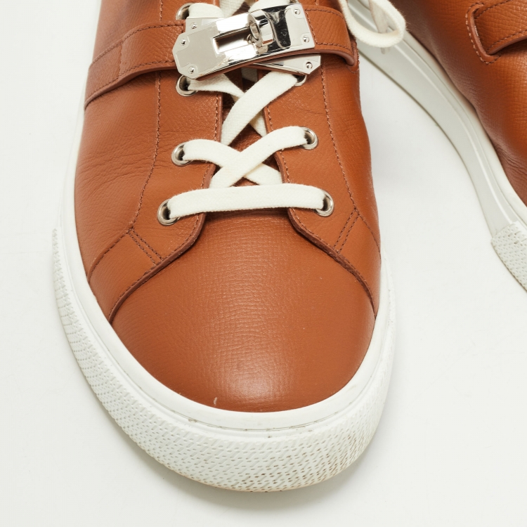 Pre Owned Hermes Tan Leather Day Sneakers Size 43