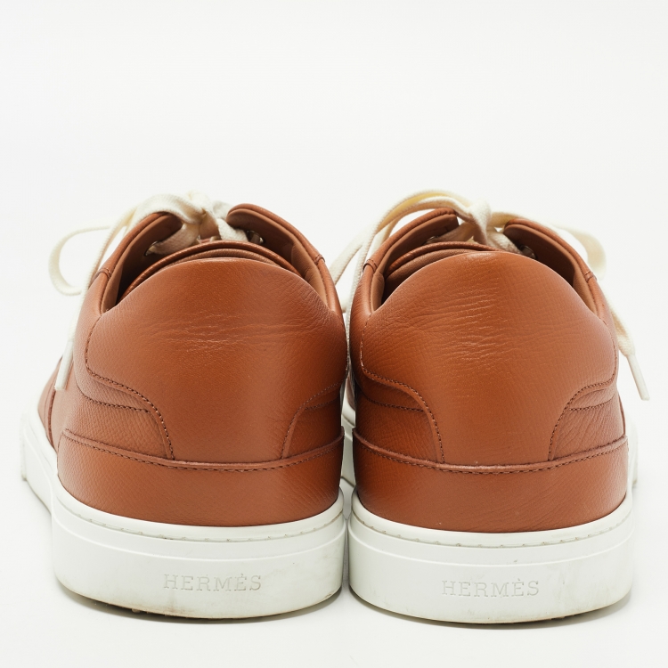 Pre Owned Hermes Tan Leather Day Sneakers Size 43