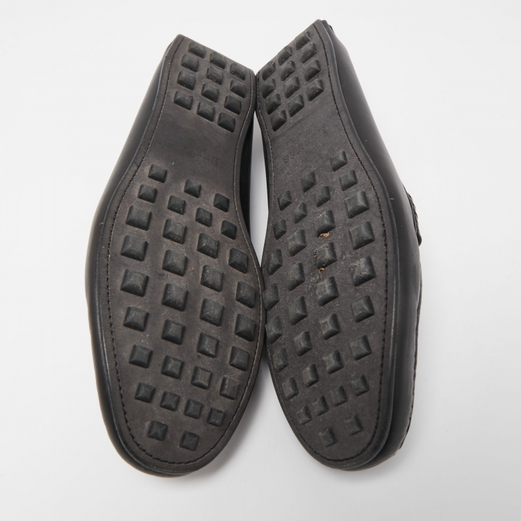 Pre Owned Hermes Black Leather Kennedy Loafers Size 43
