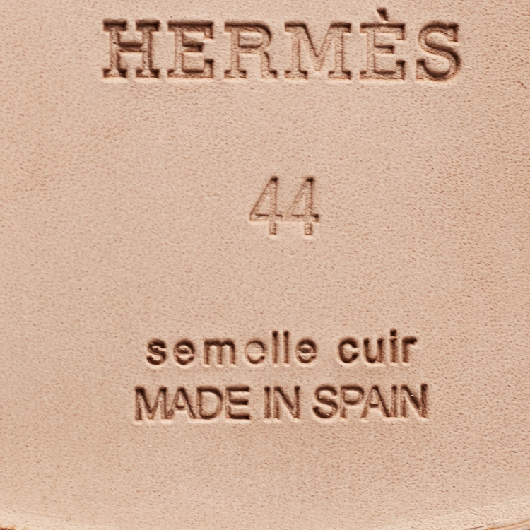 Pre Owned Hermes Brown Leather Trip Slip On Espadrille Size 44