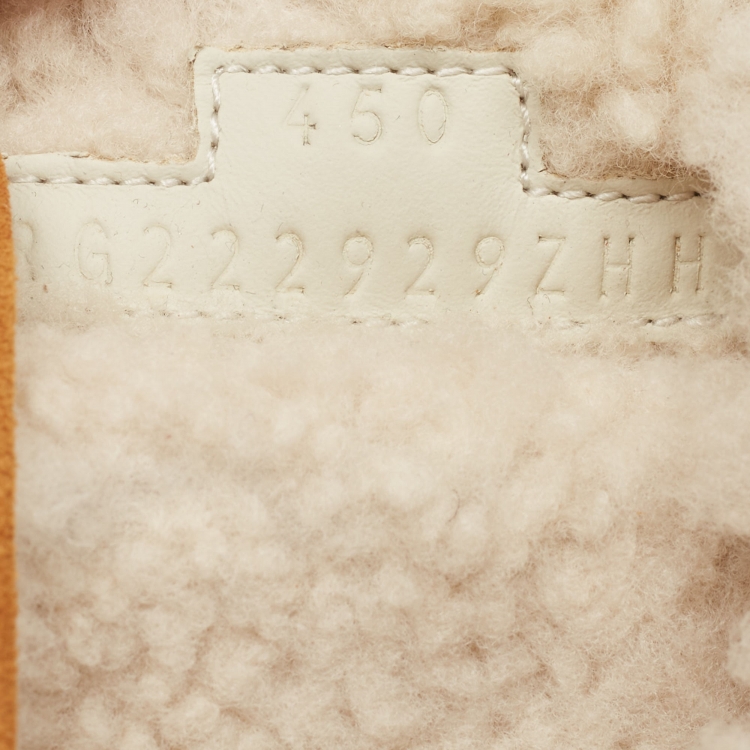 مملوكة مسبقًا Hermes Tan Suede Fur Lined Chypre Slides Size 45 