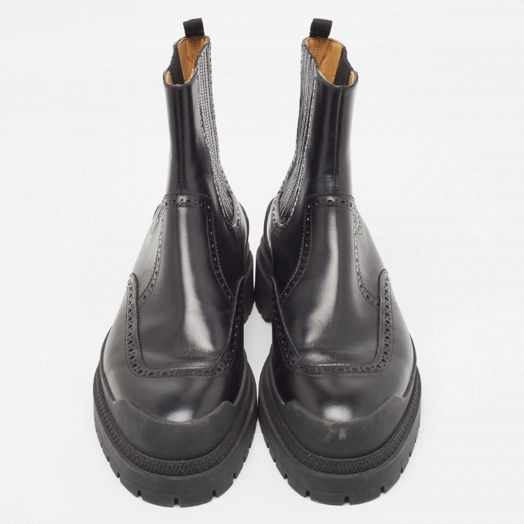 Pre Owned Hermes Black Leather Ankle Boots Size 44