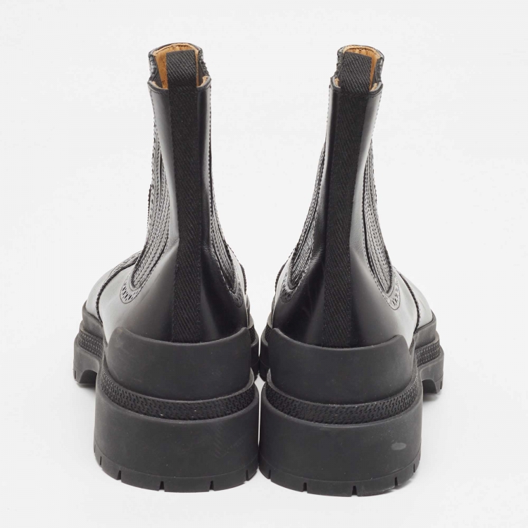 Pre Owned Hermes Black Leather Ankle Boots Size 44