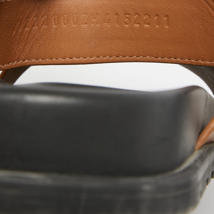 Pre Owned Hermes Brown Leather Chypre Sandals Size 41.5