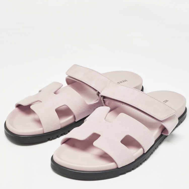 Pre Owned Hermes Beige Suede Chypre Sandals Size 42