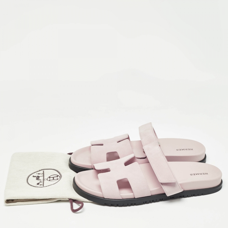 Pre Owned Hermes Beige Suede Chypre Sandals Size 42