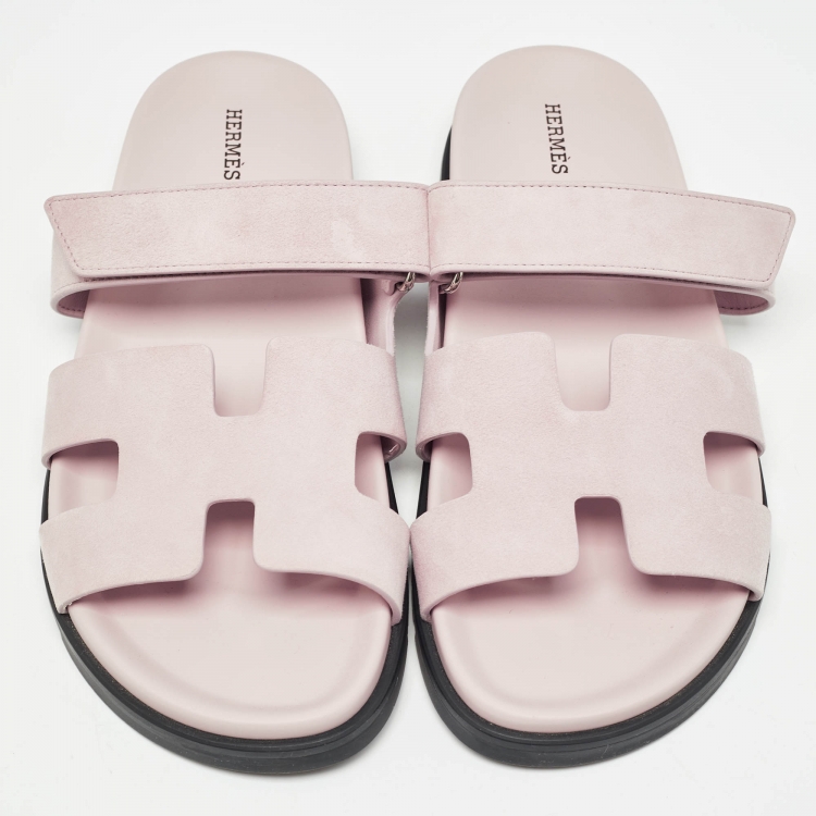 Pre Owned Hermes Beige Suede Chypre Sandals Size 42